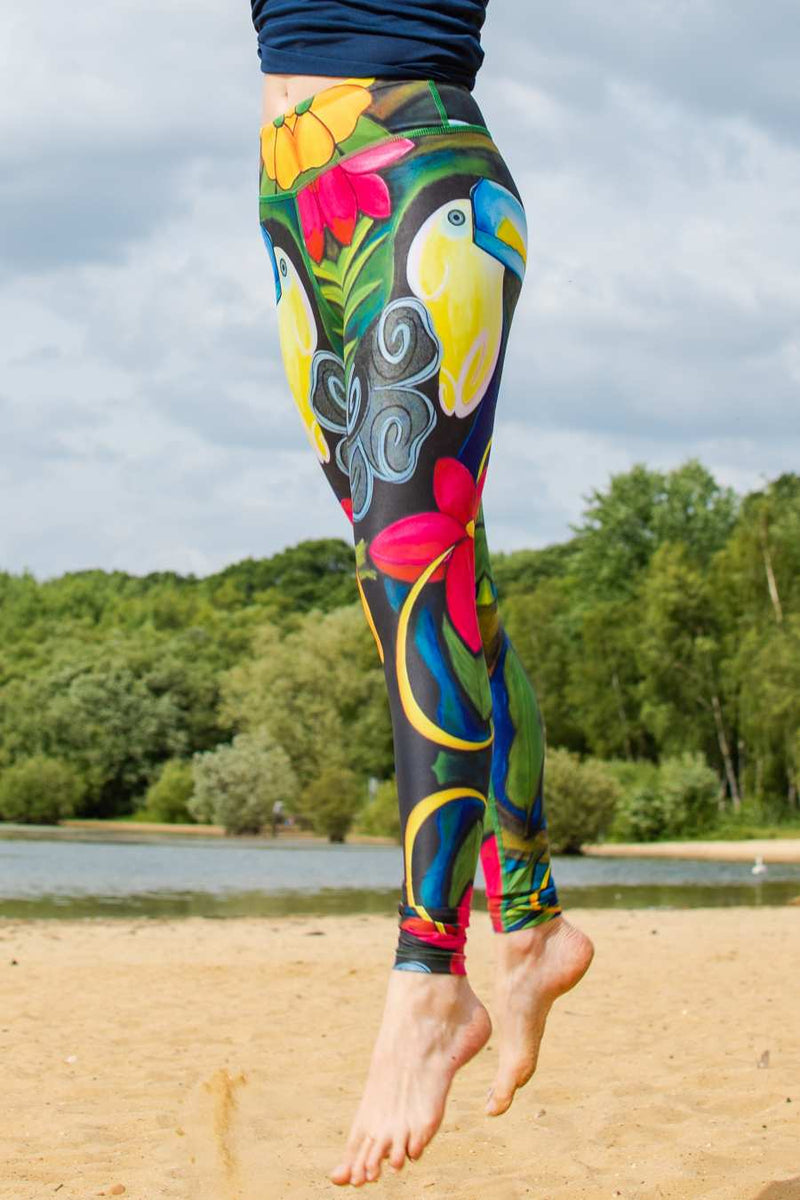 Artistic Leggings Woman Yoga Pants Festival Rave Exotic Toucan